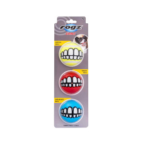 Rogz Grinz Variety 3-Pack Tennis Ball Dog Toy
