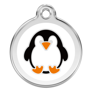 Red Dingo Personalised Stainless Steel Enamel Pet ID Tag - Penguin