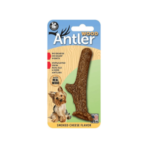 Pet Qwerks Wood Antler Smoked Cheese Dog Chew Toy
