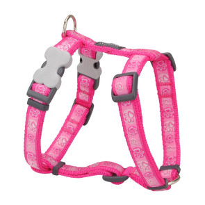 RedDingo Design Dog H-Harness-Paw Impressions-Hot Pink