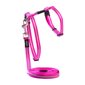 Rogz Alleycat Breakaway Reflective Cat Collar & Harness Combination - Pink