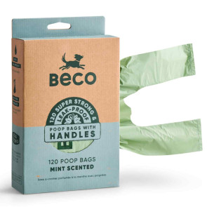 Beco Mint Scented Dog Poop Bags With Handles - 120 Bags 