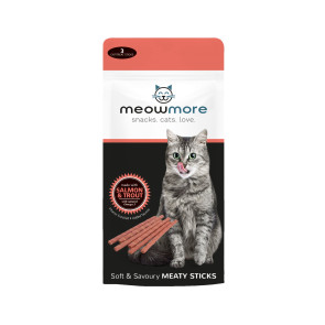 Meow More Treat Sticks Salmon & Trout Adult Cat Treats -  35 x 15g