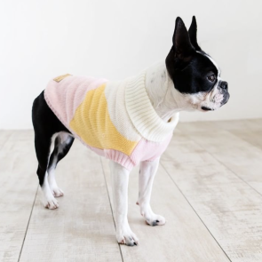 Dog's Life Geo Knit Polo Neck Dog Jersey - Pink