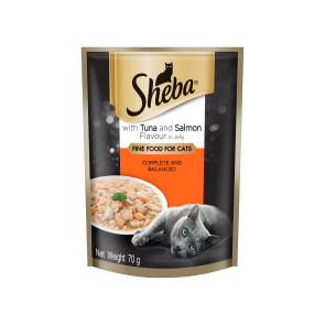 Sheba Tuna with Salmon Flavour in Jelly Adult Cat Wet Food Pouches