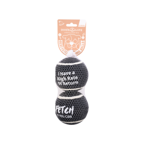 Dog's Life Large Black Tennis Balls - Pack of 2