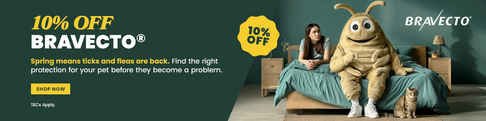 10% off Bravecto: award-winning flea and tick protection for dogs and cats