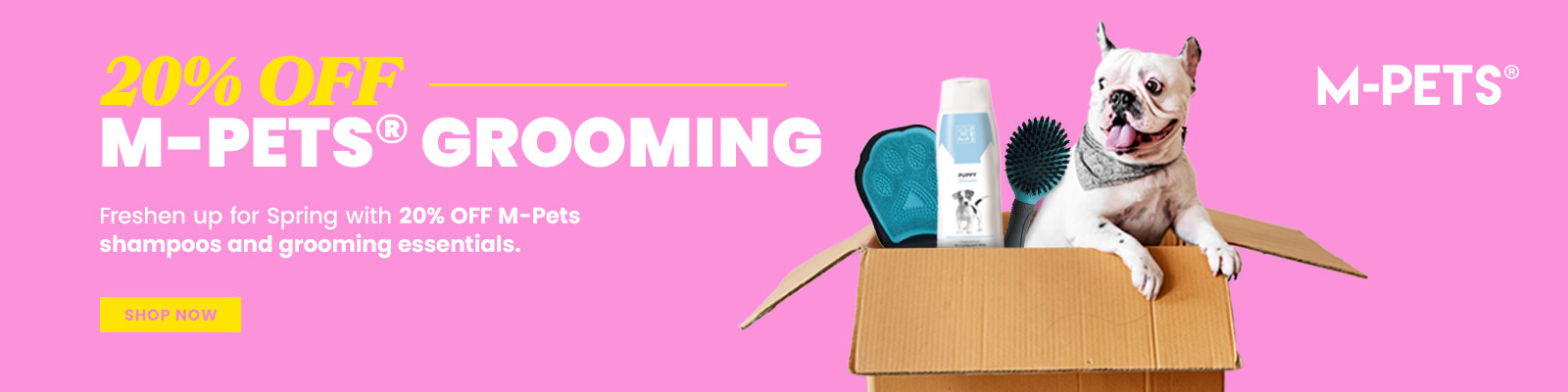 20% off M-Pets grooming: shampoos, brushes, dental care and more
