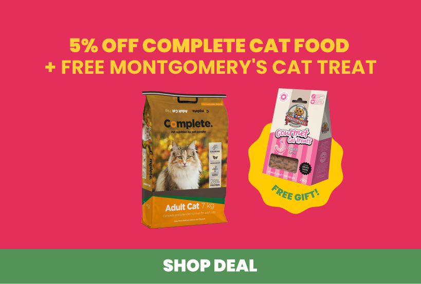 5% off Complete cat food plus a free Montgomery's cat treat
